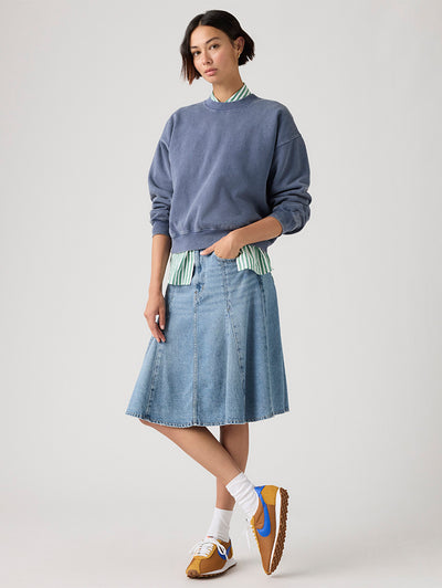 Women's Blue Regular Fit Mid Rise Skirt