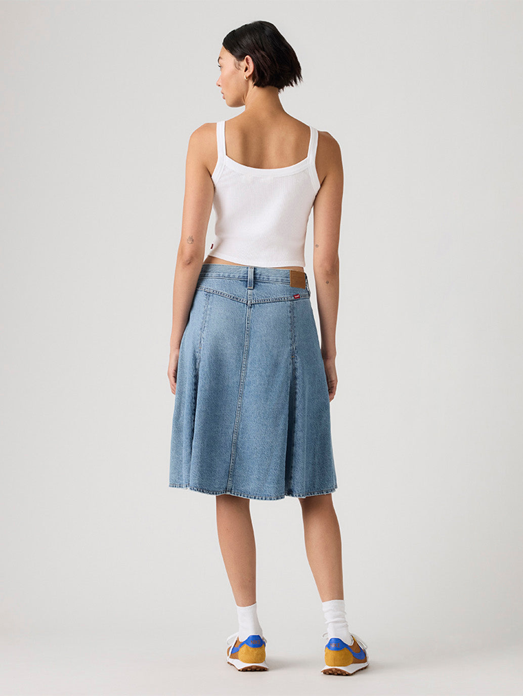 Women's Med Indigo Regular Fit Mid Rise Skirt - Back View