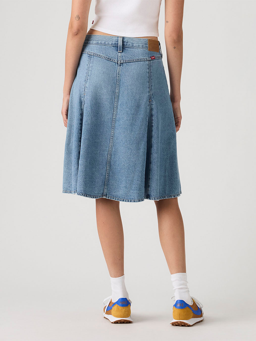 Women's Med Indigo Regular Fit Mid Rise Skirt - Back View