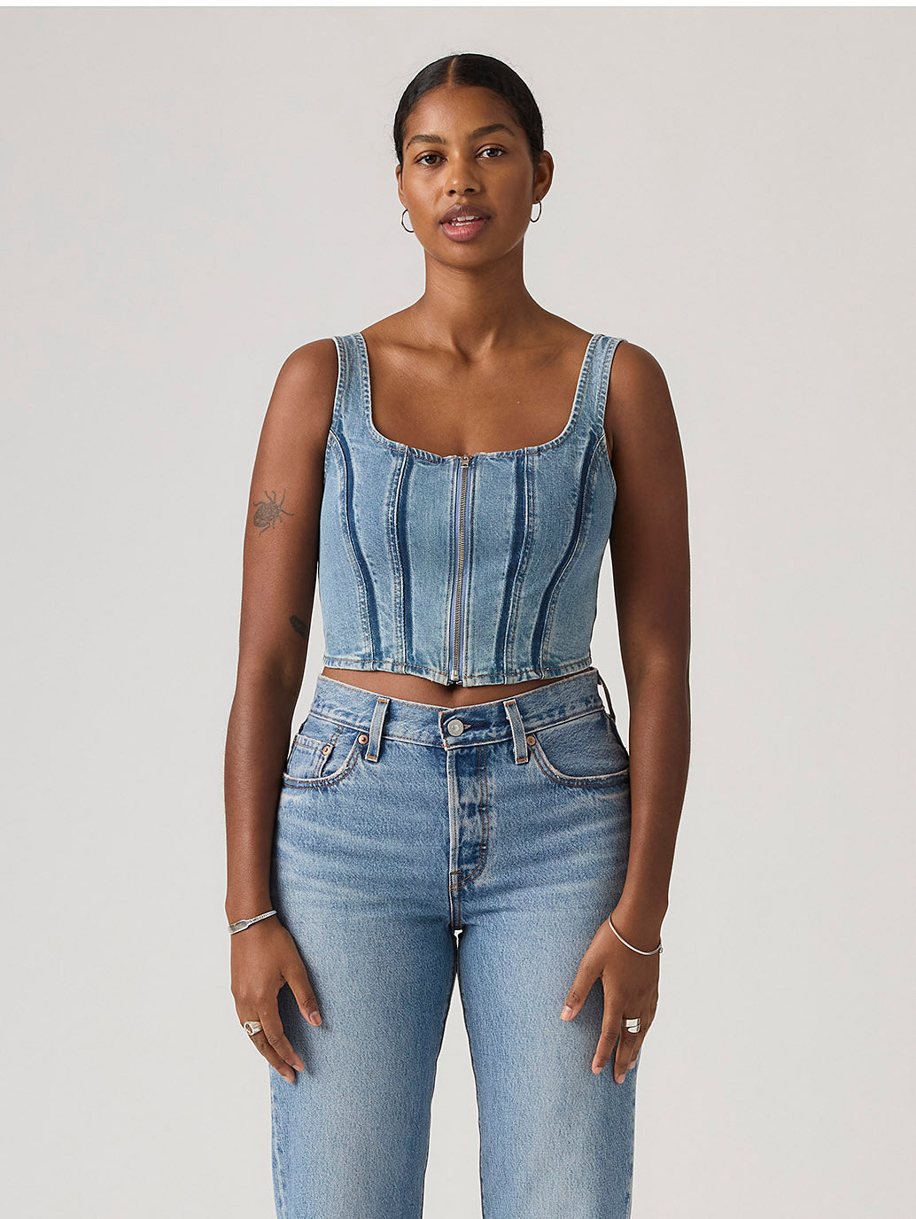 Women's Seamed Zip Bustier Top