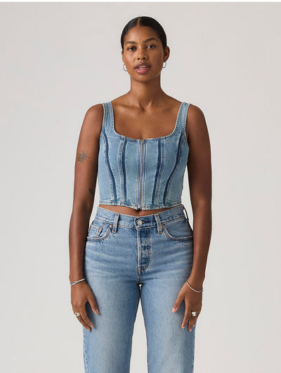 Women's Seamed Zip Bustier Top
