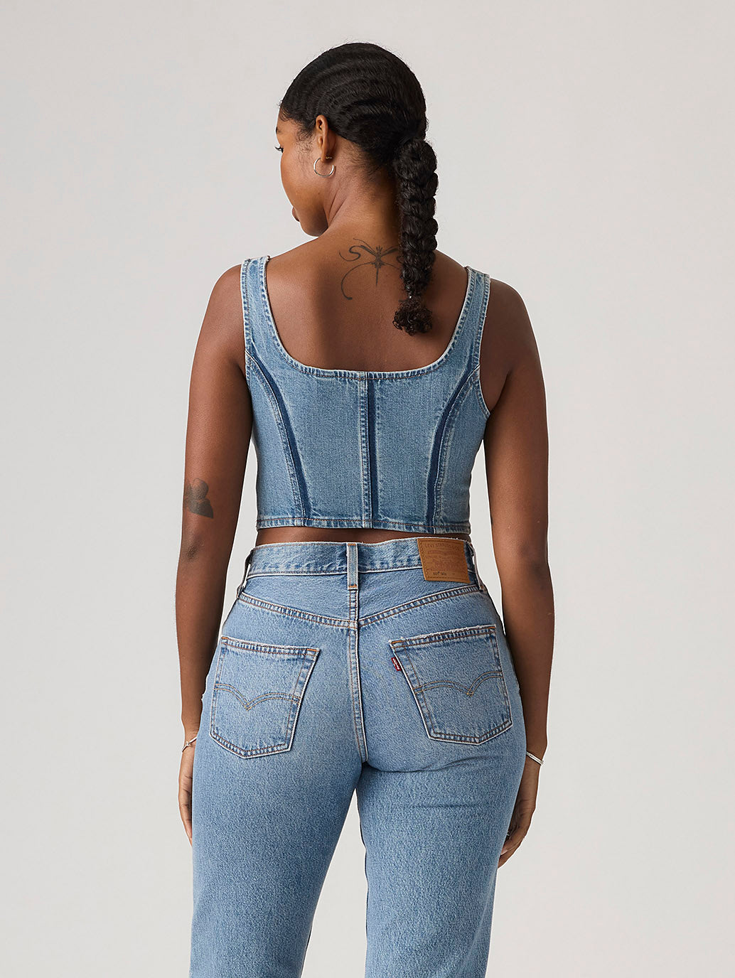 Women's Seamed Zip Bustier Top - Back View