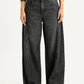 Women's Black XL Straight Loose Fit Mid Rise Jeans - Front View