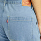 Women's Med Indigo Baggy Fit Mid Rise Cargo Jeans - Detail View