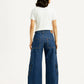 Women's Med Indigo Baggy Fit Mid Rise Cargo Jeans - Back View