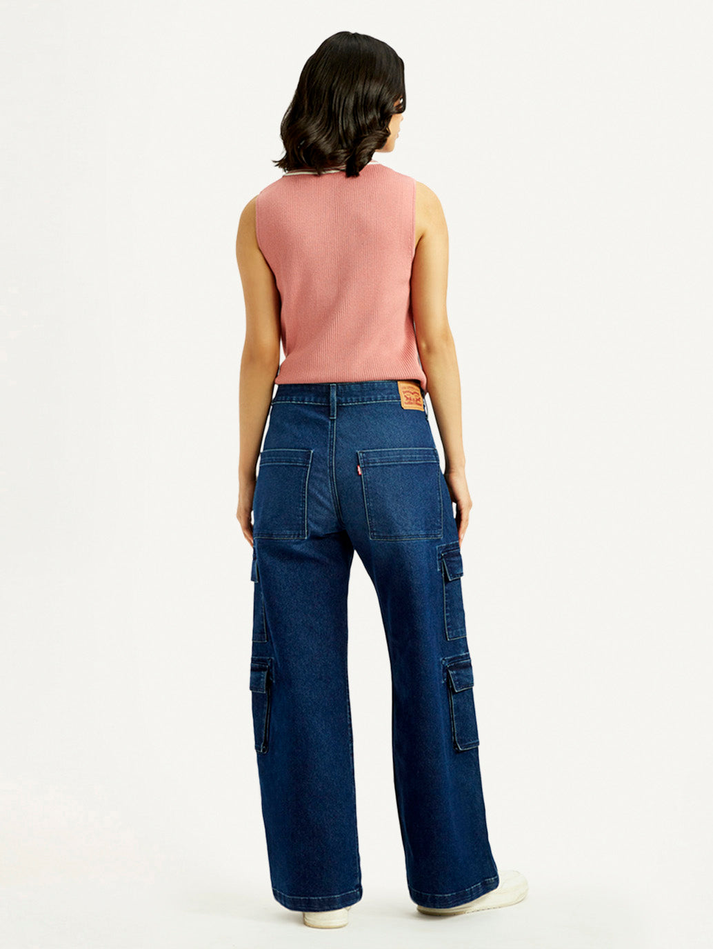 Women's 94 Dark Indigo Baggy Fit Mid Rise Jeans - Back View