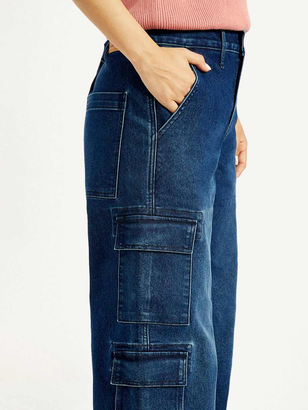 Women's 94 Dark Indigo Baggy Fit Mid Rise Jeans - Detail View