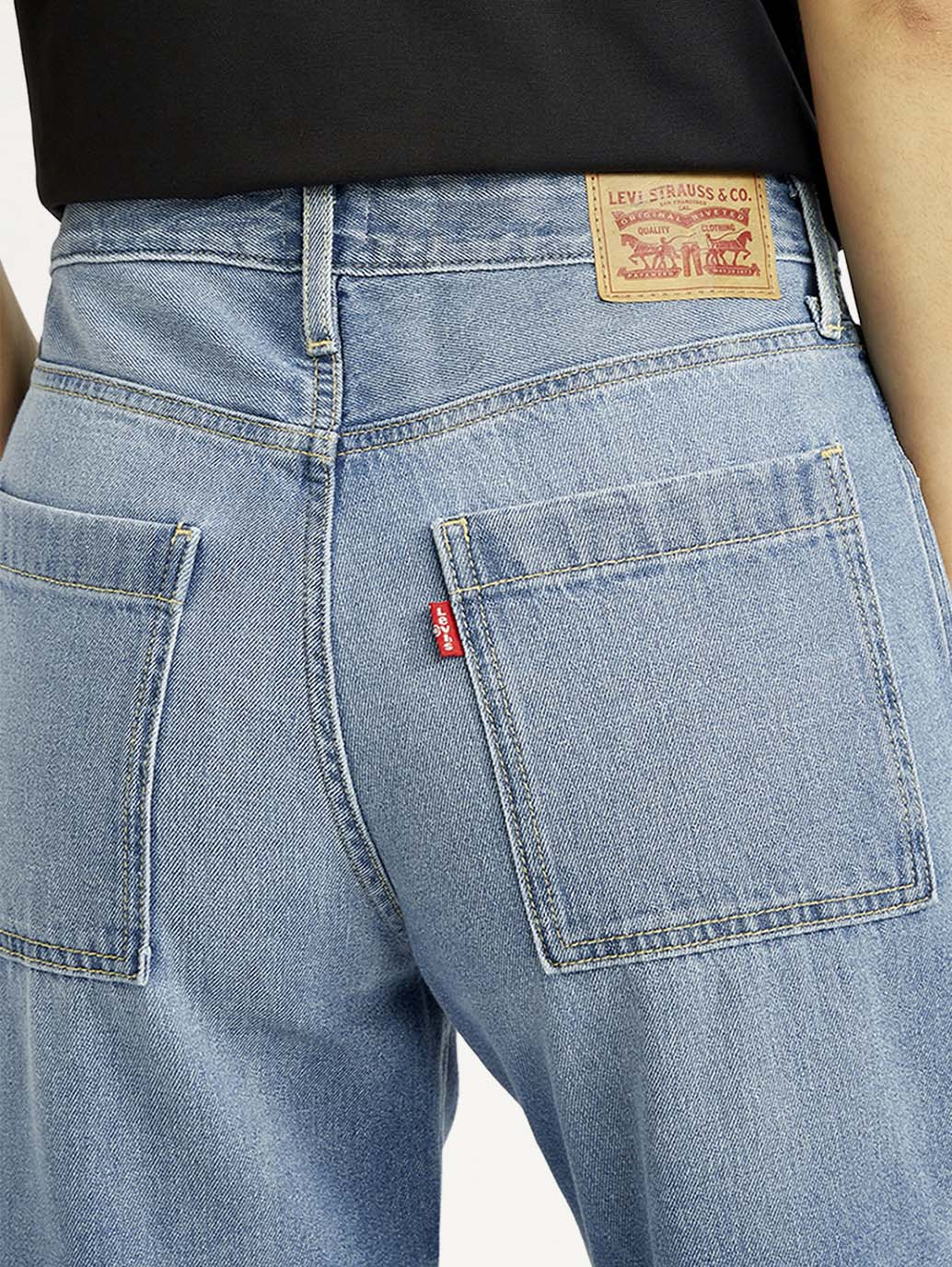 Women's 94 Blue Baggy Fit Mid Rise Jeans - Detail View