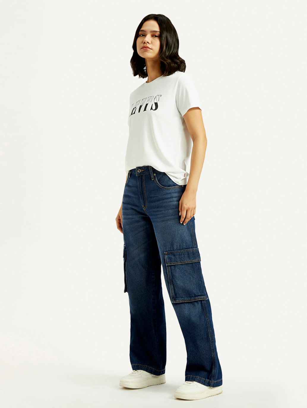 Women's 94 Dark Blue Baggy Fit Mid Rise Jeans