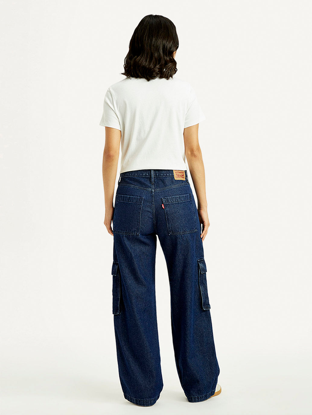 Women's 94 Dark Blue Baggy Fit Mid Rise Jeans - Back View