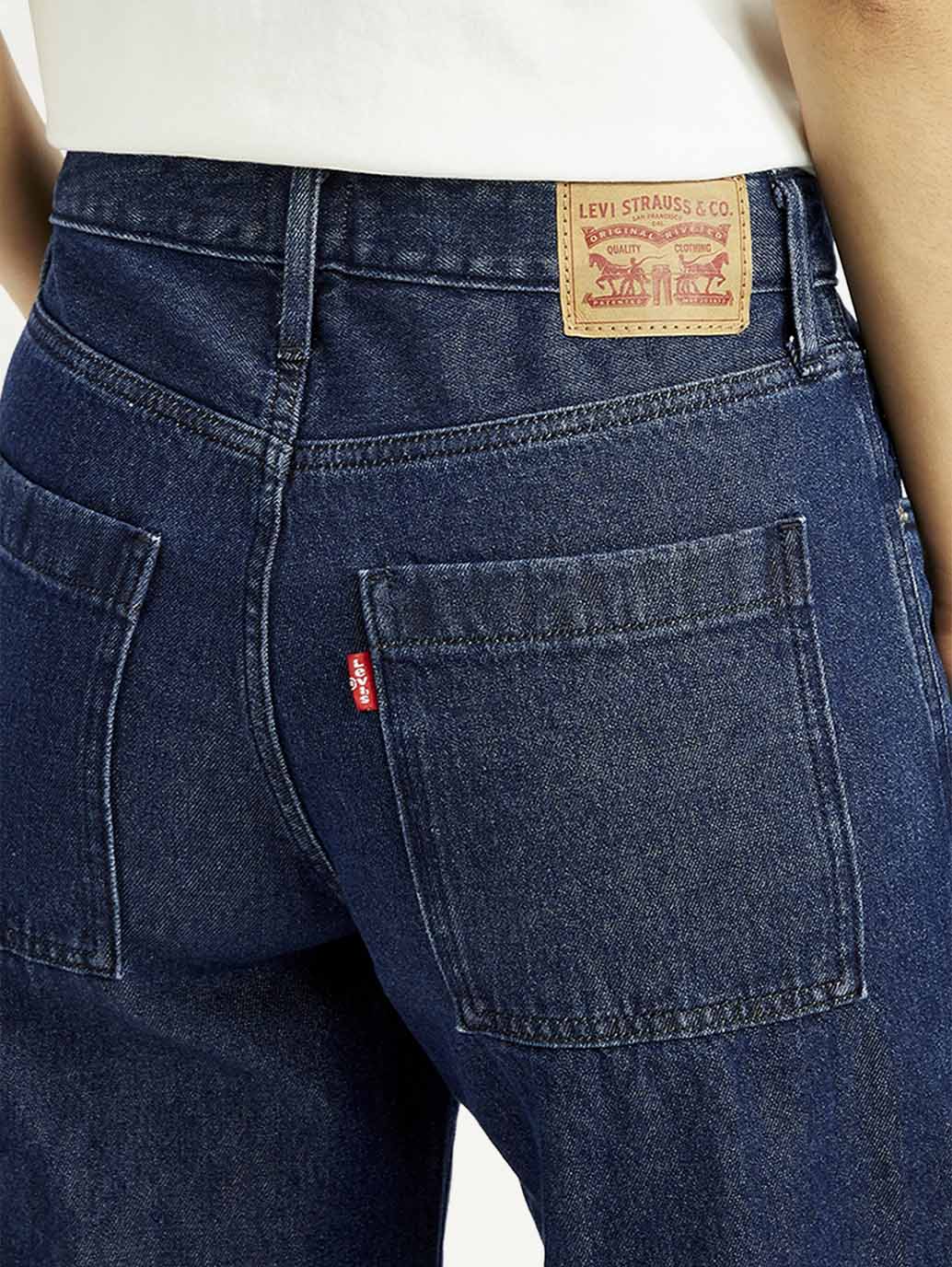 Women's 94 Dark Blue Baggy Fit Mid Rise Jeans - Detail View