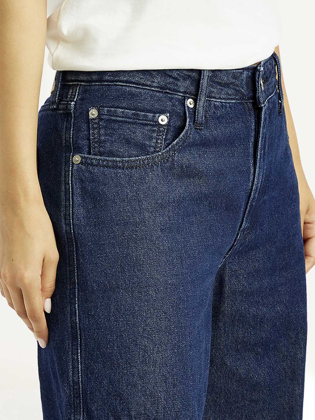 Women's 94 Dark Blue Baggy Fit Mid Rise Jeans - Detail View