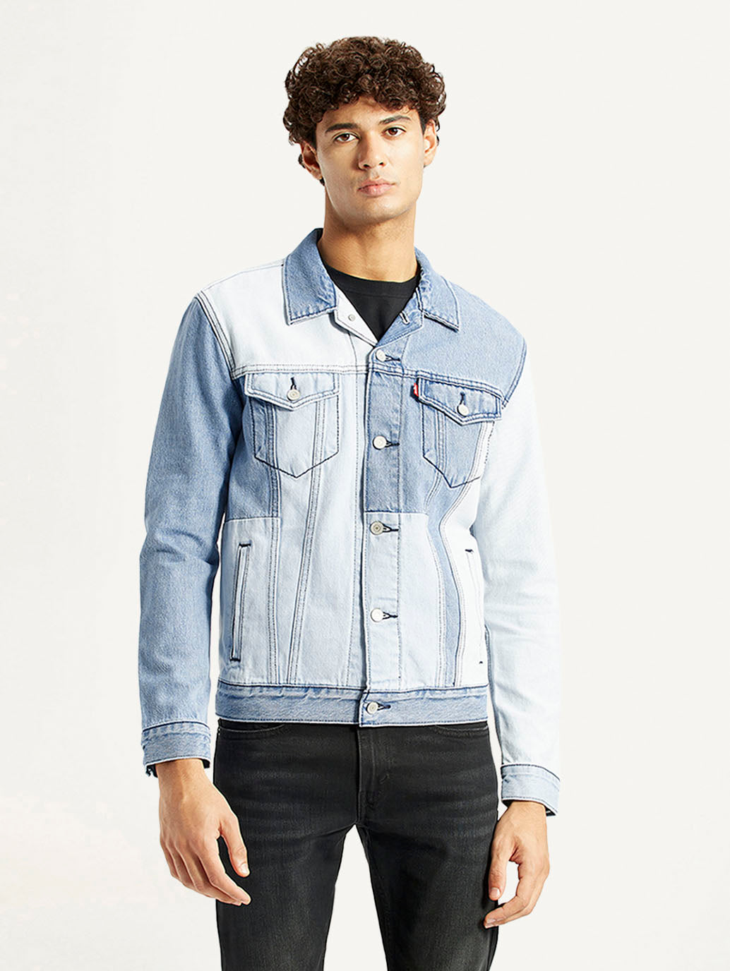 Men's Patchwork Light Blue Denim Trucker Jacket – Levis India Store