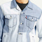 Men's Patchwork Light Blue Denim Trucker Jacket - Detail View