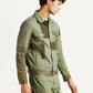 Men's Patchwork Green Trucker Jacket - Side View