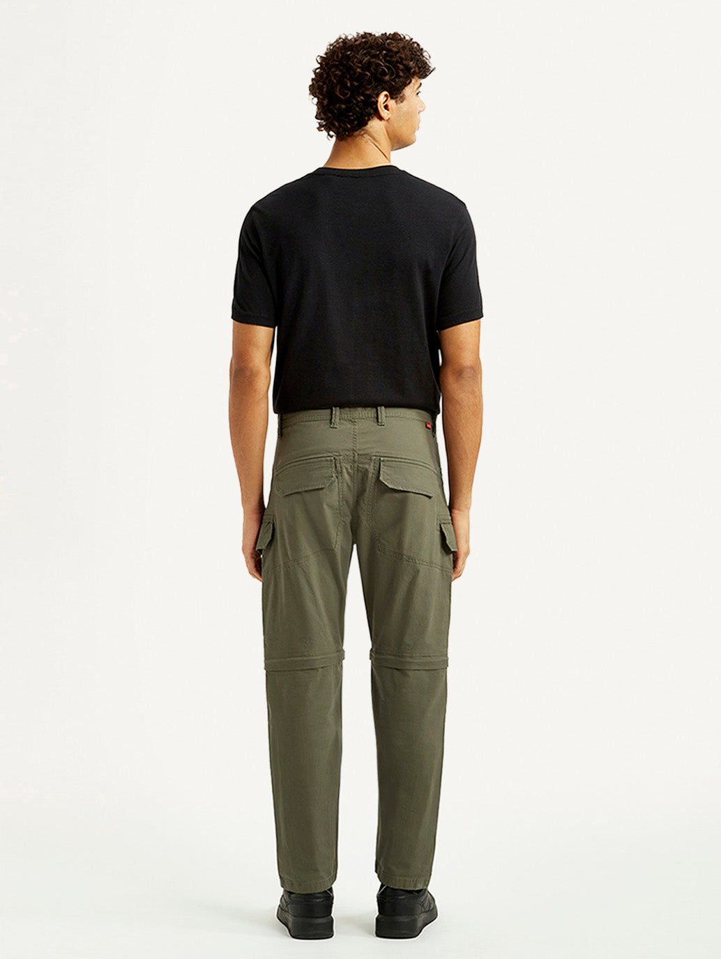 Men's Olive Slim Fit Cargos - Back View