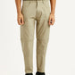 Men's Beige Slim Fit Cargos - Front View