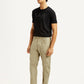 Men's Beige Slim Fit Cargos - Side View
