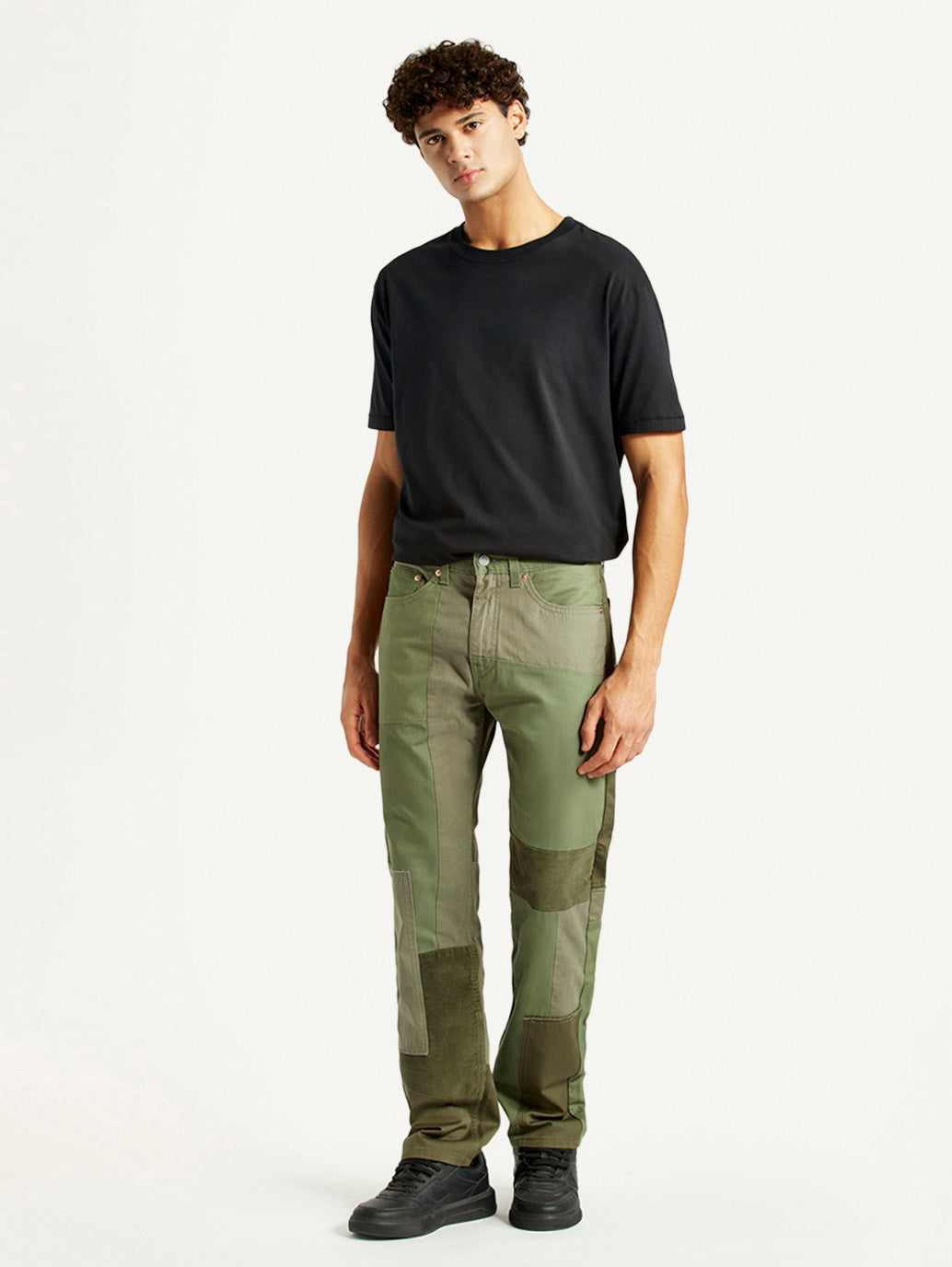 Men's 505 Green Patchwork Straight Fit Chinos - Front View