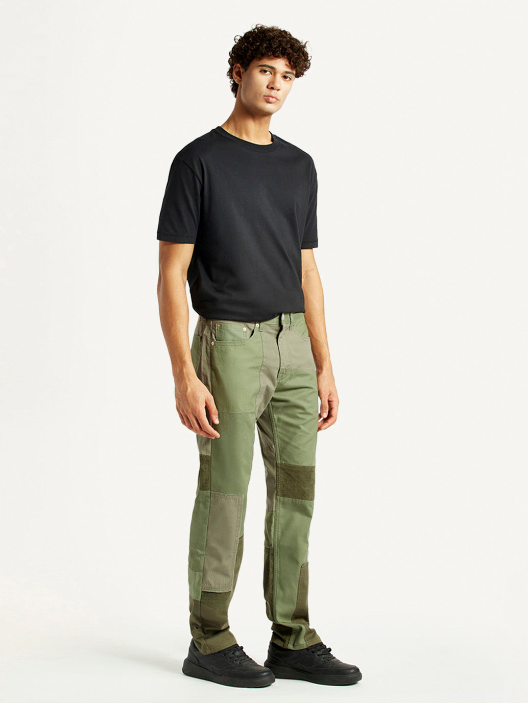 Men's 505 Green Patchwork Straight Fit Chinos - Side View