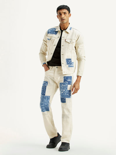 Men's 555 Off White Loose Fit Mid Rise Jeans-image-43