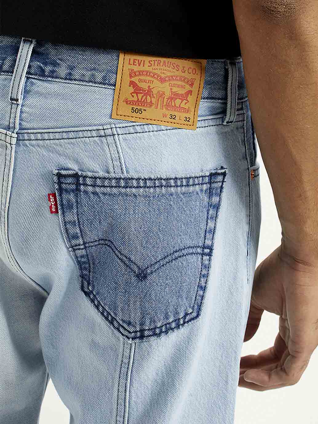 Men's 505 Med Indigo Straight Fit Mid Rise Jeans - Detail View