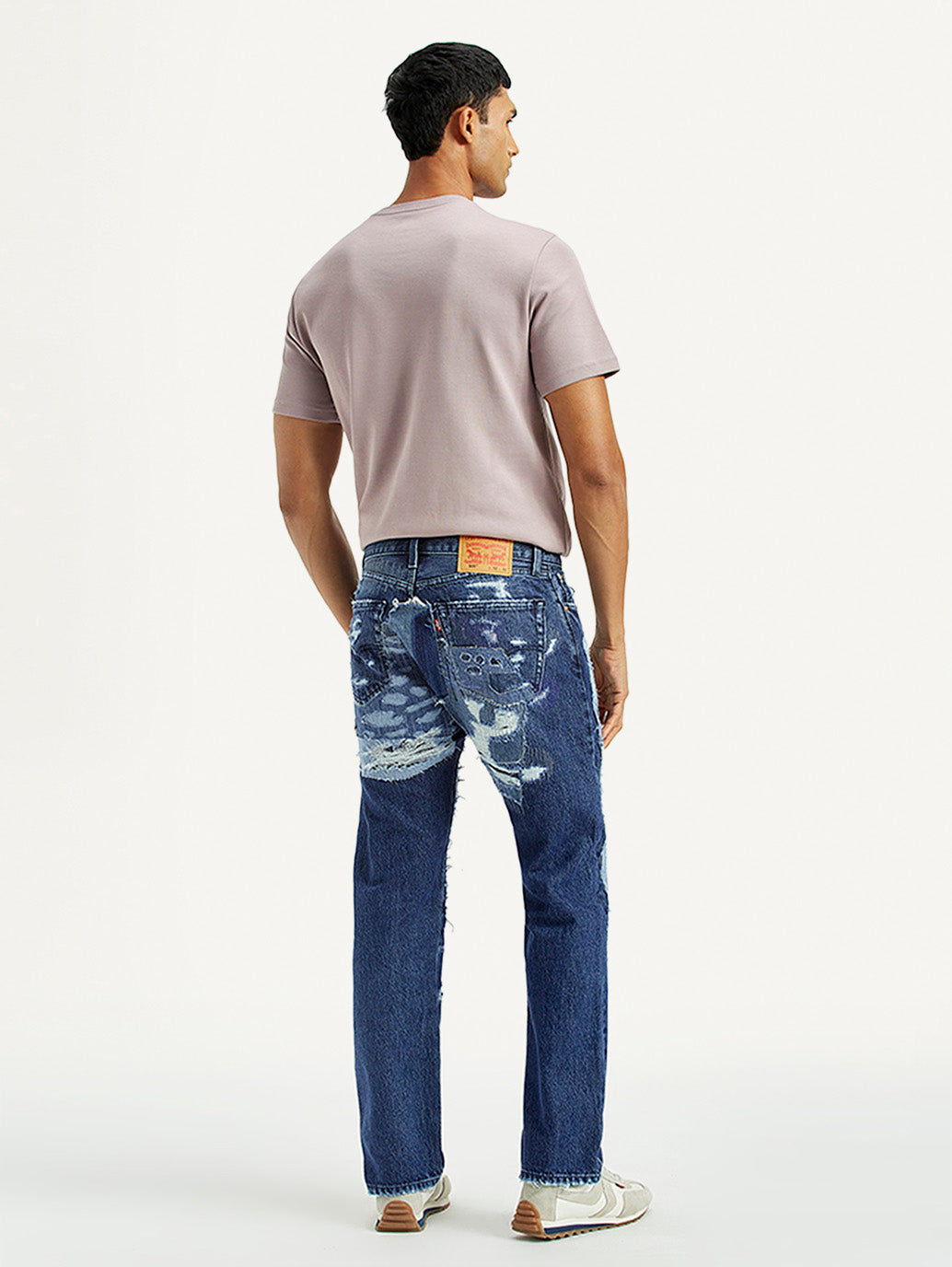 Men's 505 Mid Indigo Straight Fit Mid Rise Jeans - Back View