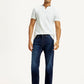 Men's 505 Dark Indigo Straight Fit Mid Rise Linen Jeans - Elevated View