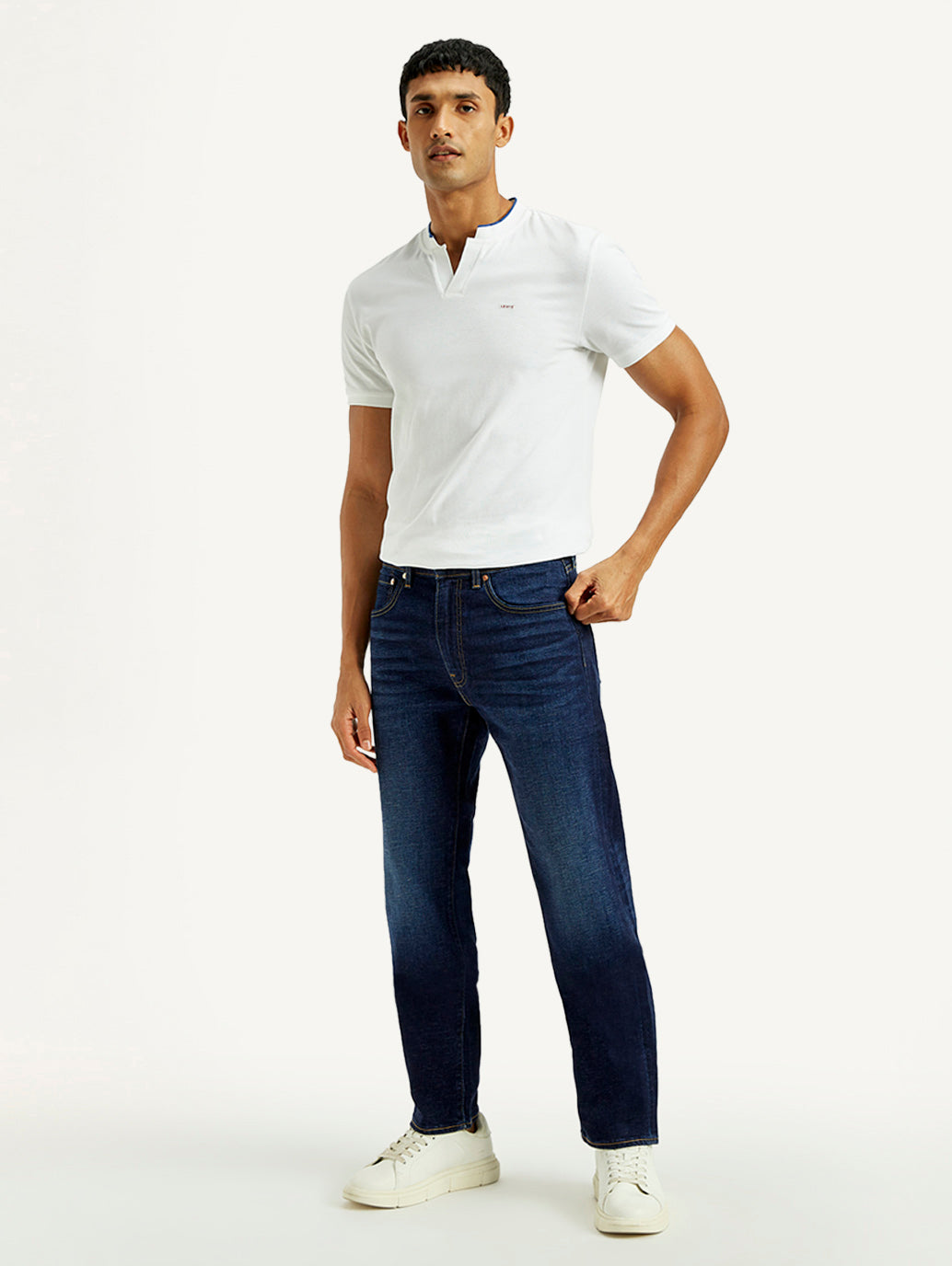 Men's 505 Dark Indigo Straight Fit Mid Rise Linen Jeans