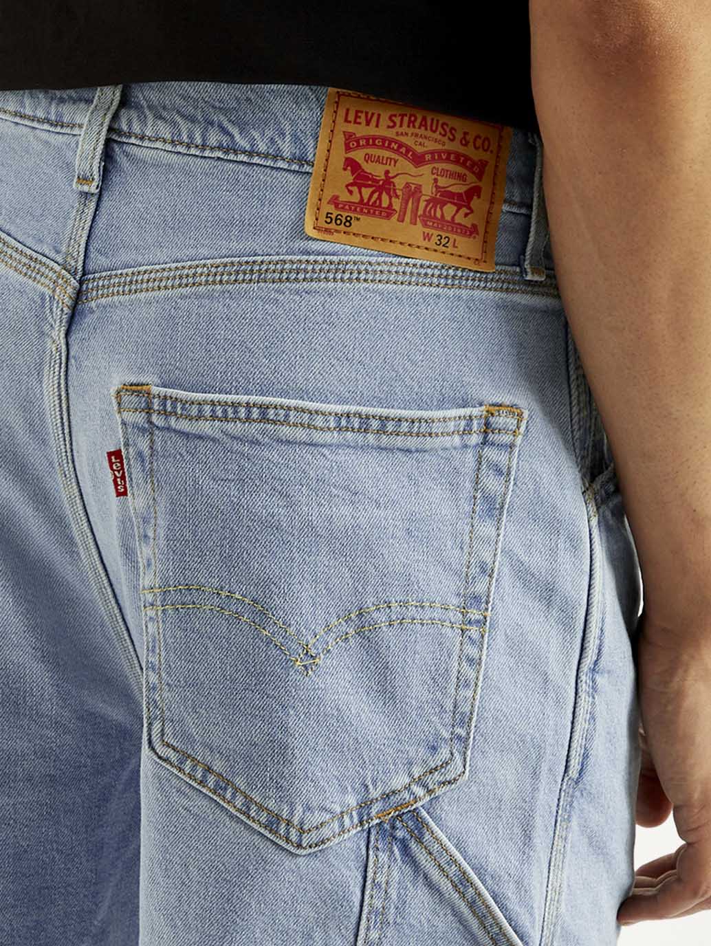 Men's Light-Blue Loose Fit Shorts - Detail View
