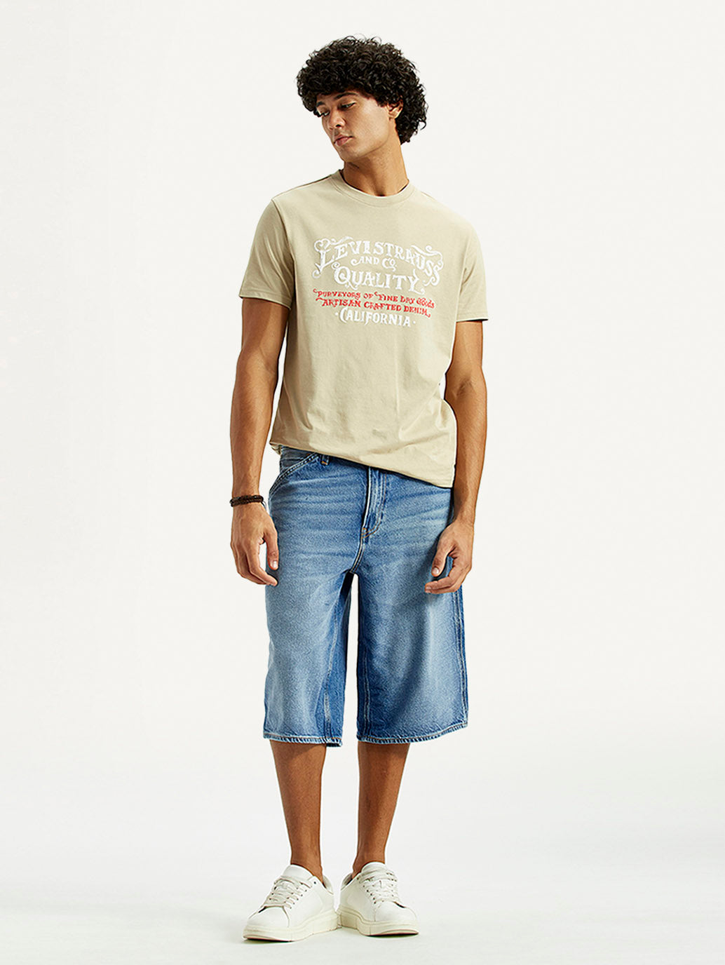 Men's 568 Light Indigo Loose Fit Mid Rise Shorts - Styleshot View