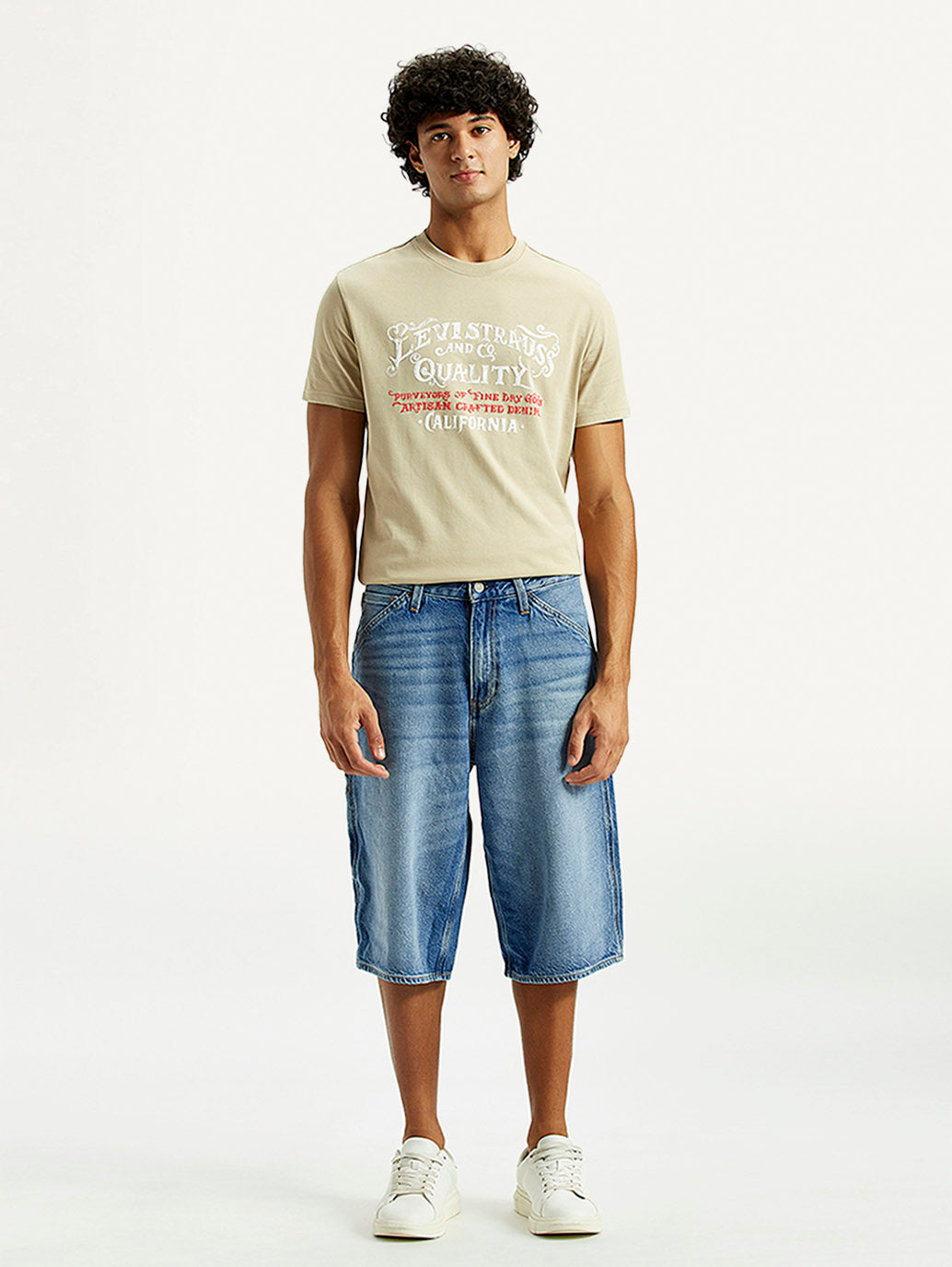 Men's 568 Light Indigo Loose Fit Mid Rise Shorts - Front View