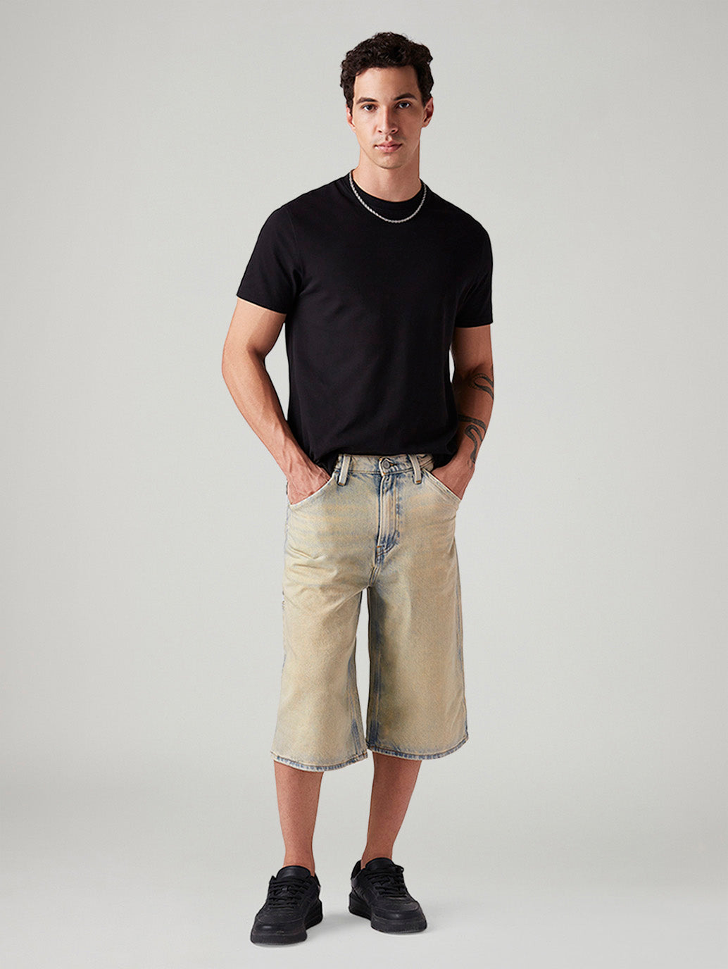 Men's 568 Light Blue Loose Fit Mid Rise Shorts
