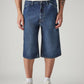 Men's Indigo Loose Fit Mid Rise Shorts - Front View