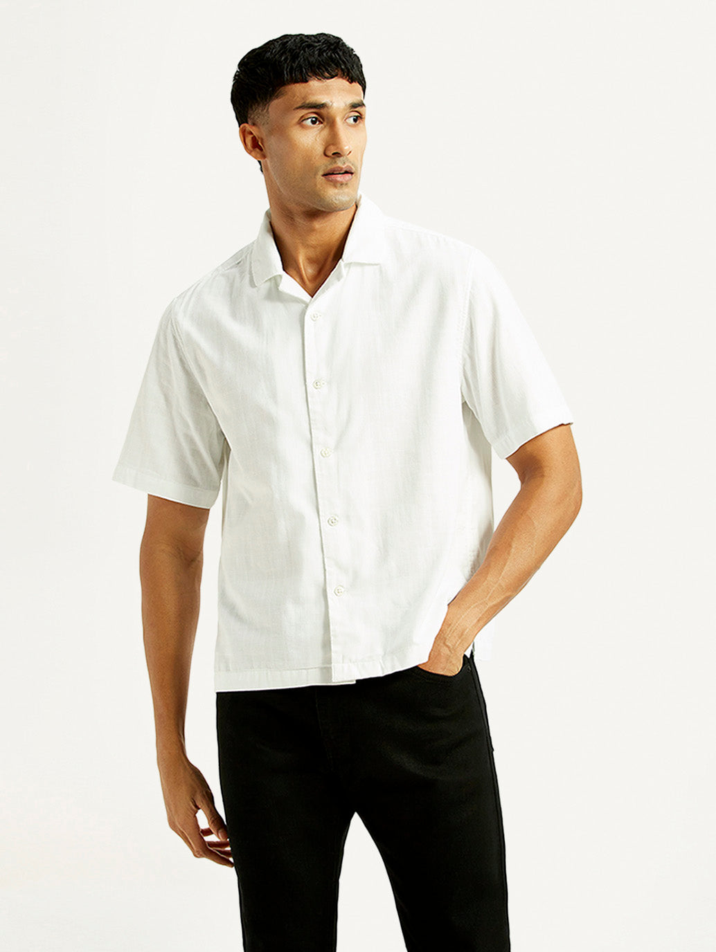 Men's Solid Relaxed Fit Resort Collar Shirt