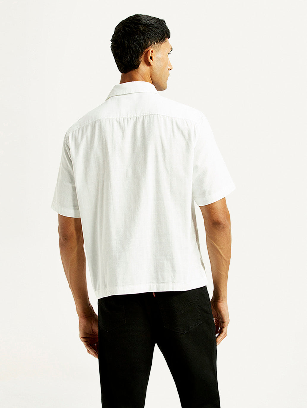 Men's Solid Relaxed Fit Resort Collar Shirt - Back View