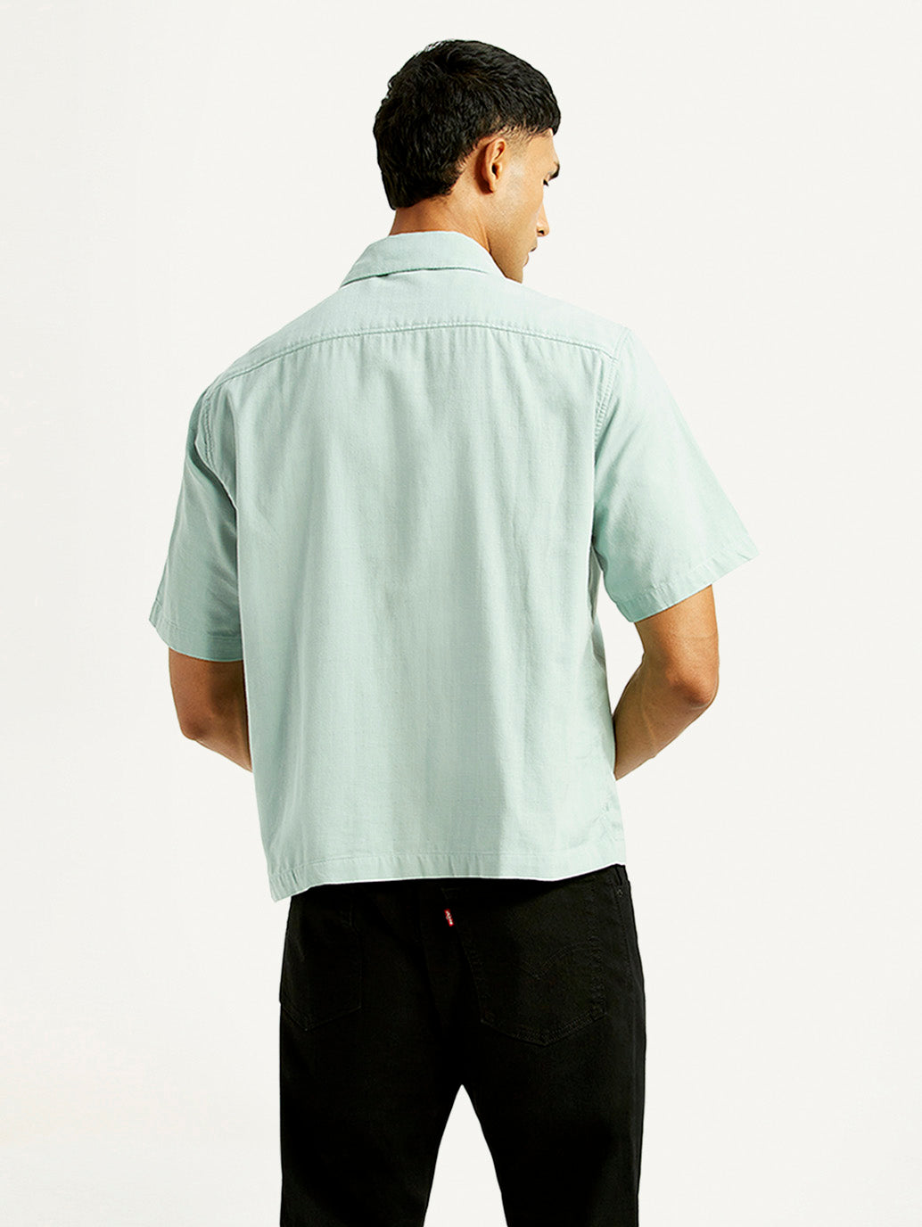 Men's Solid Relaxed Fit Resort Collar Shirt - Back View