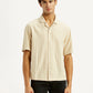 Men's Striped Peach Boxy Fit Camp Shirt - Front View