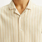 Men's Striped Peach Boxy Fit Camp Shirt - Detail View