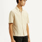 Men's Striped Peach Boxy Fit Camp Shirt - Side View