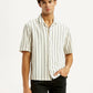 Men's Striped Off White Boxy Fit Camp Shirt - Styleshot View