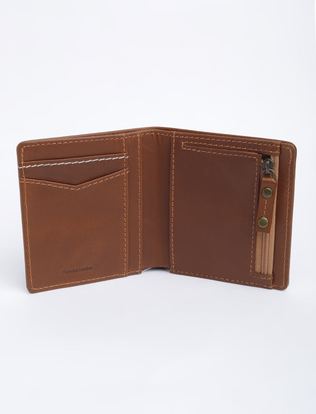 Men's Tan Solid Bi-Fold Wallet - 04 View