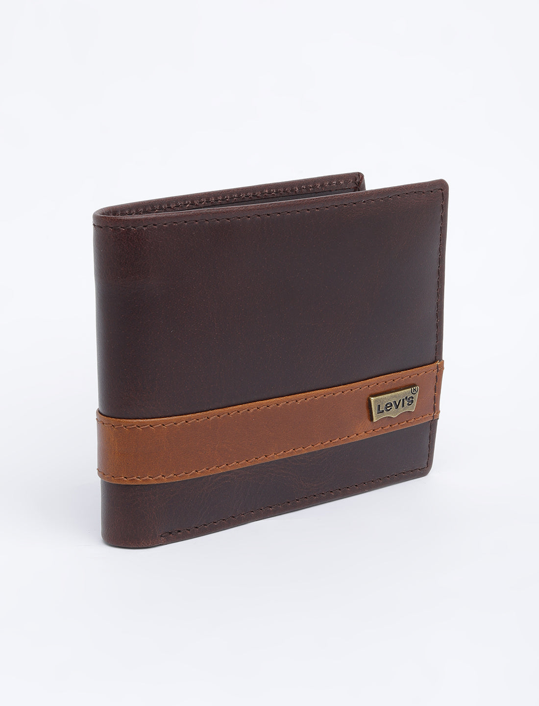 Men's Brown Colorblock Bi-Fold Wallet - 02 View