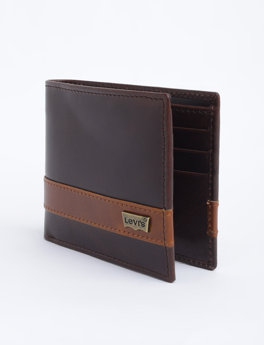 Men's Brown Colorblock Bi-Fold Wallet - 03 View