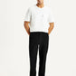 Men's Black Relaxed Straight Fit Mid Rise Corduroy Chinos - Front View