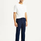 Men's Navy Relaxed Straight Fit Mid Rise Corduroy Trousers - Side View