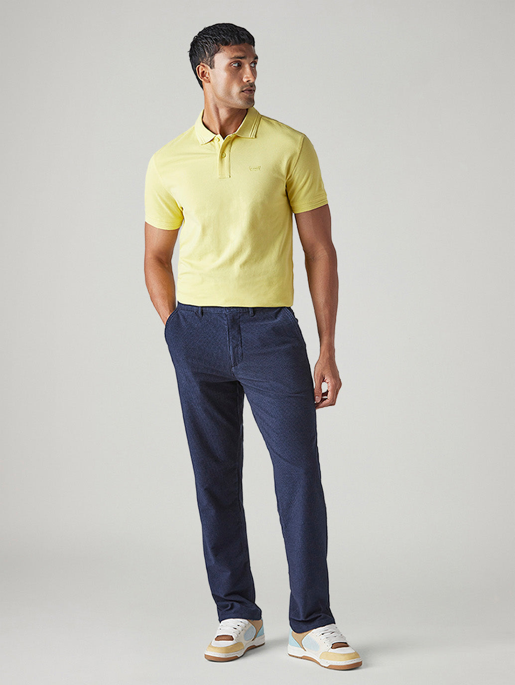 Men's Dark Indigo Authentic Relaxed Fit Mid Rise Corduroy Chinos