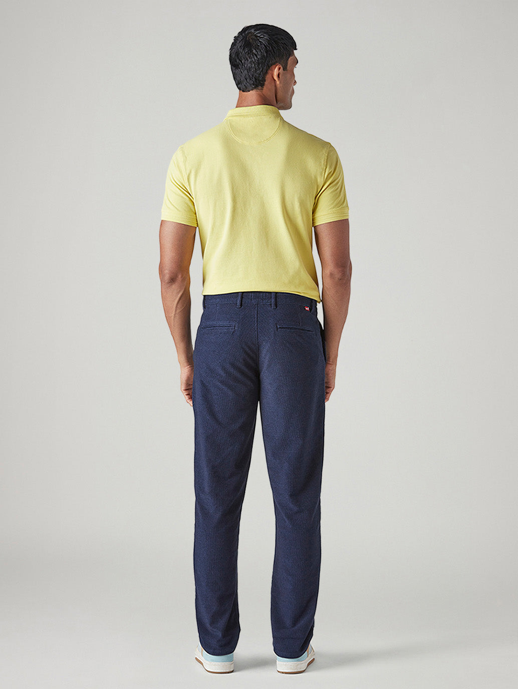 Men's Dark Indigo Authentic Relaxed Fit Mid Rise Corduroy Chinos - Back View