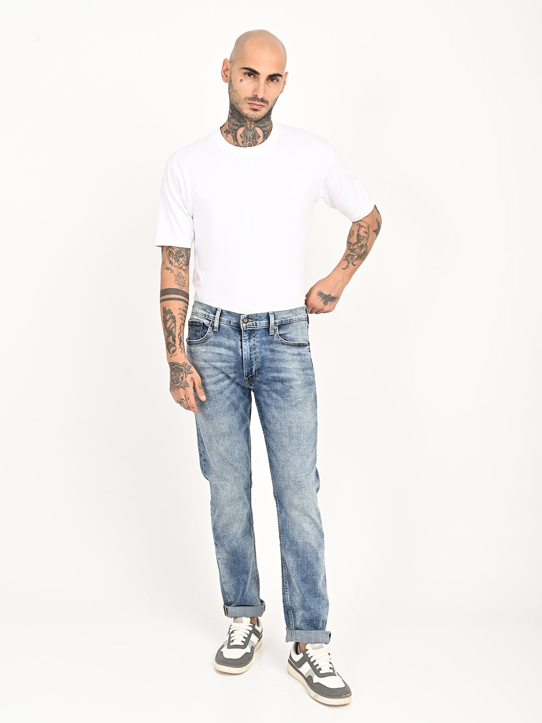 Men's 513 Blue Slim Straight Fit Mid Rise Jeans