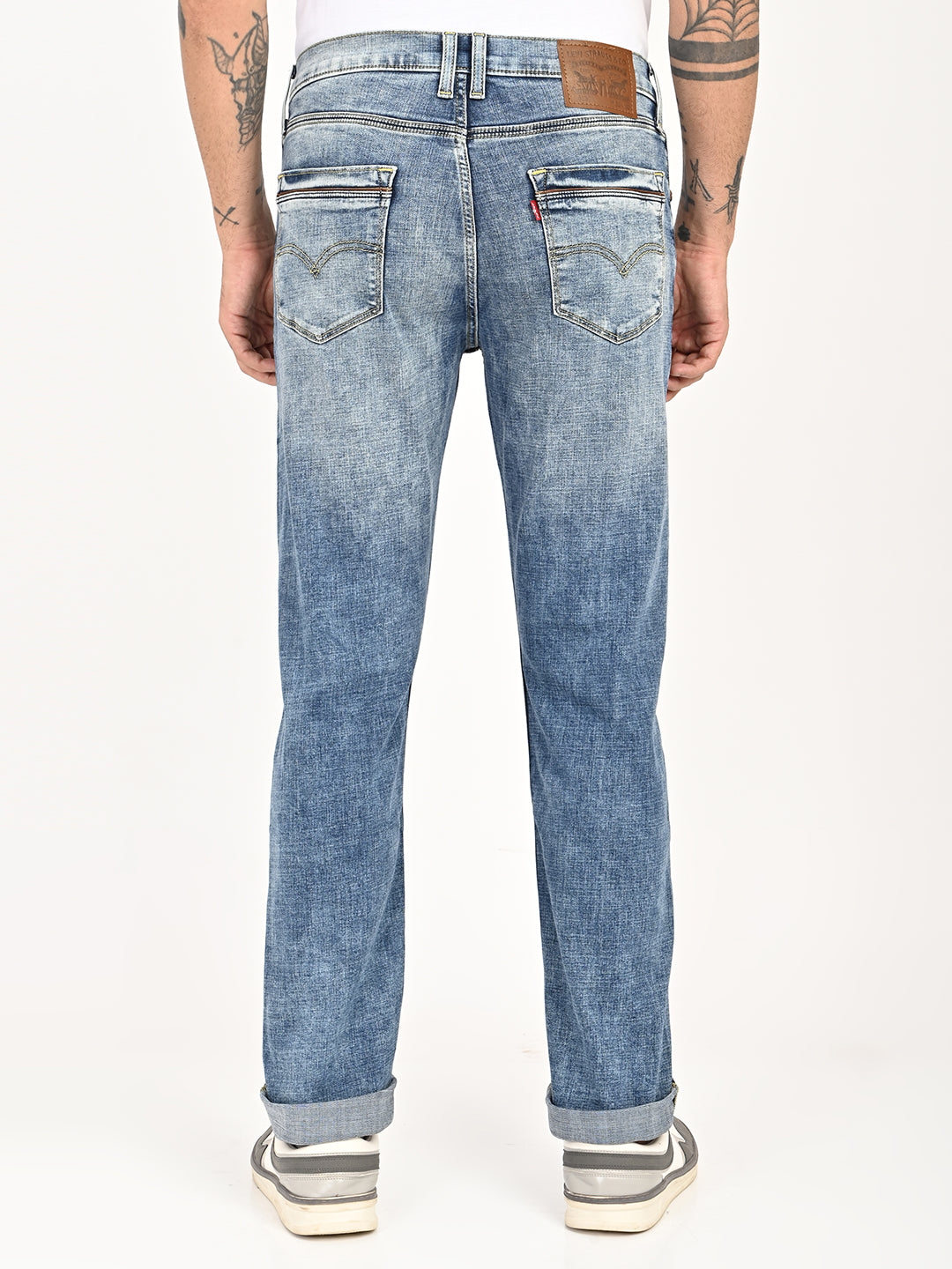 Men's 513 Blue Slim Straight Fit Mid Rise Jeans - 20 View